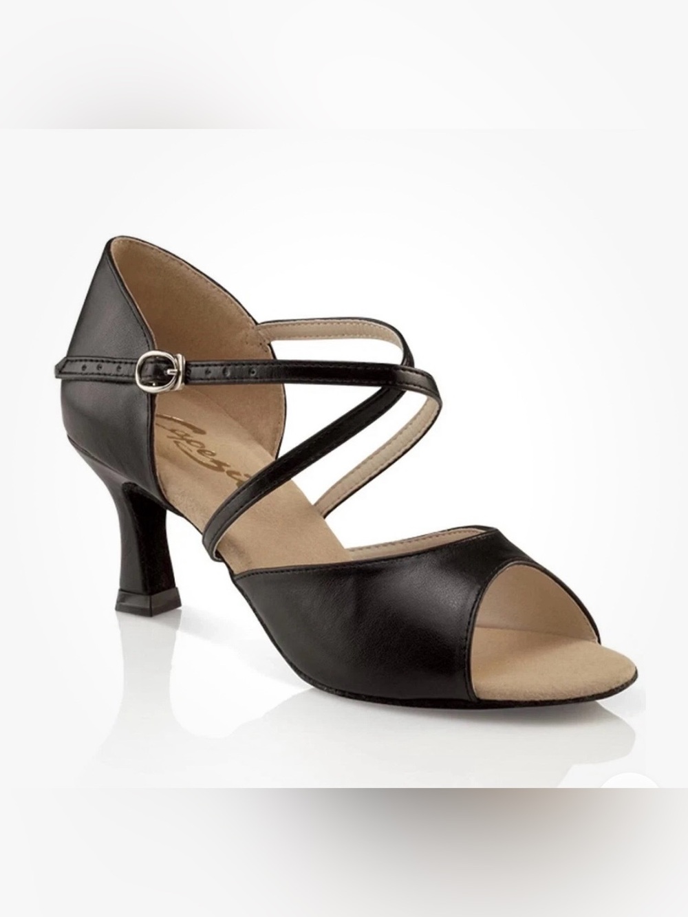Capezio Black Open-Toe Strappy Dance Heels- minor damage on one heel-